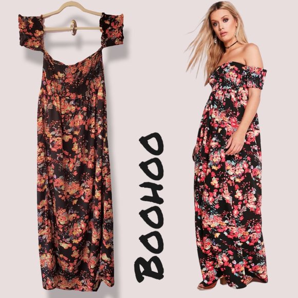 Boohoo Plus Dresses & Skirts - Cara Off The Shoulder Floral Maxi US16
